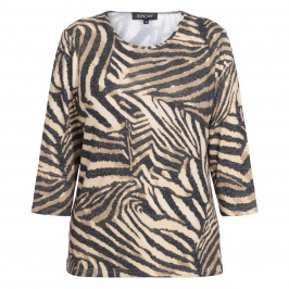 BEIGE STRETCH JERSEY TOP ZEBRA CAMEL - Plus Size Collection