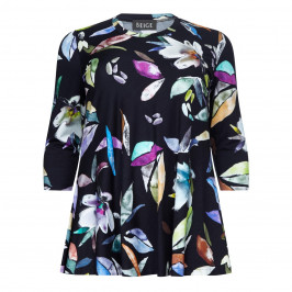 BEIGE LABEL ROUND NECK PRINTED JERSEY TOP - Plus Size Collection