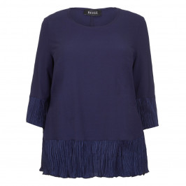 BEIGE LABEL NAVY CRYSTAL PLEATED SATIN HEM JERSEY TOP  - Plus Size Collection
