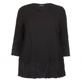 BEIGE LABEL BLACK CRYSTAL PLEATED SATIN HEM JERSEY TOP  - Plus Size Collection