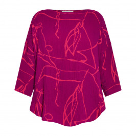 Beige Abstract Print Top Fuchsia  - Plus Size Collection