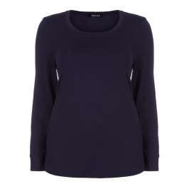 BEIGE NAVY ROUND NECK TOP - Plus Size Collection