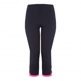 BEIGE LABEL CROPPED VISCOSE STRETCH TROUSER WITH PINK TIPPING - Plus Size Collection