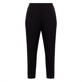 Beige Pull-On Technostretch Trousers Black - Plus Size Collection