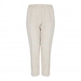BEIGE FULL LENGTH PULL ON ELASTICATED WAIST TROUSER - Plus Size Collection