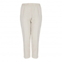 BEIGE FULL LENGTH PULL ON ELASTICATED WAIST TROUSER - Plus Size Collection
