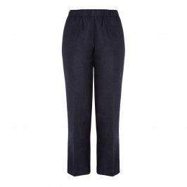 BEIGE LABEL PULL ON LINEN TROUSER NAVY - Plus Size Collection