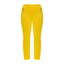 Beige Pull-on Trousers Yellow - Plus Size Collection