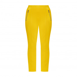 Beige Pull-on Trousers Yellow - Plus Size Collection