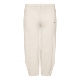 BEIGE TECHOSTRETCH TROUSERS 3D HEM - Plus Size Collection