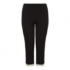 Beige label black fringed cropped Trousers - Plus Size Collection