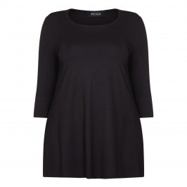 BEIGE LABEL BLACK ROUND NECK TUNIC - Plus Size Collection