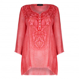 BEIGE LABEL EMBROIDERED BUTTON-DETAIL TUNIC - Plus Size Collection