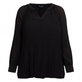 Beige Pleated Georgette Tunic Black - Plus Size Collection