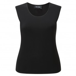 BEIGE JERSEY BLACK VEST  - Plus Size Collection