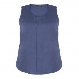 BEIGE LINEN VEST WITH FRONT PLEAT NAVY - Plus Size Collection