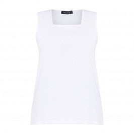 Beige Square Neck Pure Cotton Vest White - Plus Size Collection
