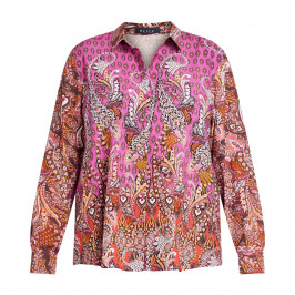 BEIGE PAISLEY PRINT SHIRT FUCHSIA  - Plus Size Collection