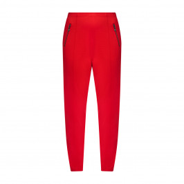 BEIGE STRETCH JERSEY TROUSERS RED  - Plus Size Collection