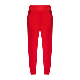 BEIGE STRETCH JERSEY TROUSERS RED  - Plus Size Collection