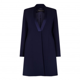 MARINA RINALDI navy SATIN DETAIL CREPE JACKET - Plus Size Collection