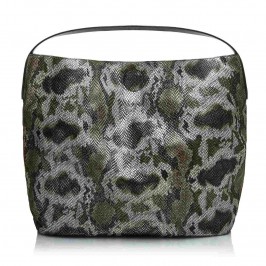 C.L. KHAKI AND BLACK PYTHON EFFECT SHOPPER BAG - Plus Size Collection