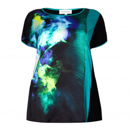 CHALOU Turquoise abstract print TOP
