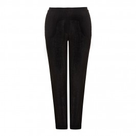 CHALOU black crushed linen TROUSERS - Plus Size Collection