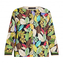 Elena Miro Leaf Print Cardigan Black - Plus Size Collection