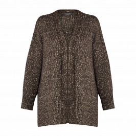 Elena Miro Tweed Effect Cardigan Chocolate - Plus Size Collection