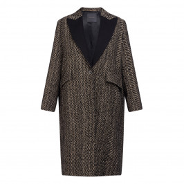 Elena Miro Herringbone Coat Black - Plus Size Collection