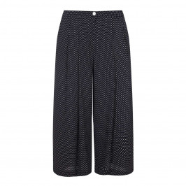 ELENA MIRO PRINT BLACK SPOTTY CREPE CULOTTES WITH WIDE PLEATS  - Plus Size Collection