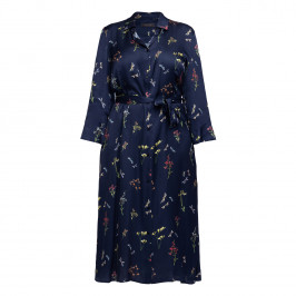 Elena Miro Satin Printed Dress Navy - Plus Size Collection