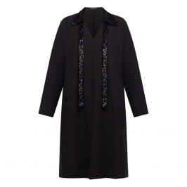 Elena Miro Dress with Removable Sequin Collar Black  - Plus Size Collection