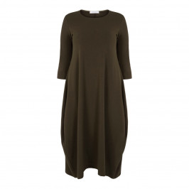 ELENA MIRO BUBBLE HEM DRESS OLIVE - Plus Size Collection