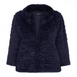 ELENA MIRO DARK BLUE LAPIN FUR JACKET - Plus Size Collection