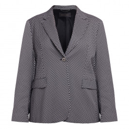 Elena Miro Tailored Stretch Jaquard Geometric Blazer Black - Plus Size Collection