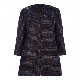 ELENA MIRO CINNAMON & NAVY TEXTURED JACKET - Plus Size Collection