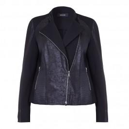 ELENA MIRO LEATHER LOOK MULTI TEXTURE BIKER JACKET - Plus Size Collection