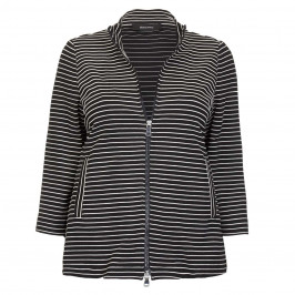 ELENA MIRO BLACK STRIPE print PUNTO MILANO JACKET  - Plus Size Collection