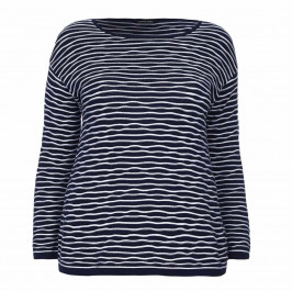 ELENA MIRO KNITTED wavy stripes navy TUNIC - Plus Size Collection