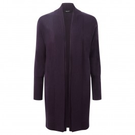 ELENA MIRO AUBERGINE WOOL BLEND Long Cardigan - Plus Size Collection