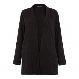 ELENA MIRO BLACK LONG REVERE COLLAR PINSTRIPE BLAZER - Plus Size Collection