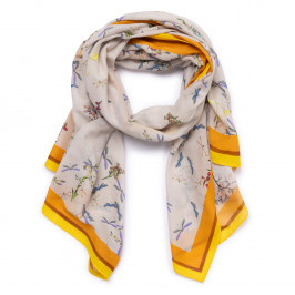 Elena Miro Cotton Blend Printed Scarf Yellow  - Plus Size Collection