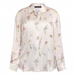 Elena Miro Satin Viscose Printed Shirt Ivory - Plus Size Collection