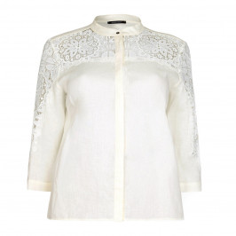 Elena MIRO linen and lace ivory SHIRT - Plus Size Collection