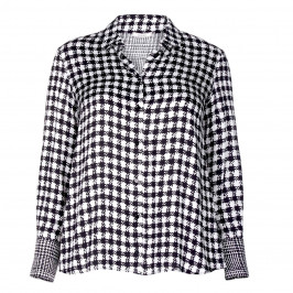 ELENA MIRO SATIN SHIRT BLACK AND WHITE PRINT - Plus Size Collection