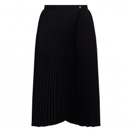 Elena Miro Wrap-Over Pleated Skirt Black  - Plus Size Collection