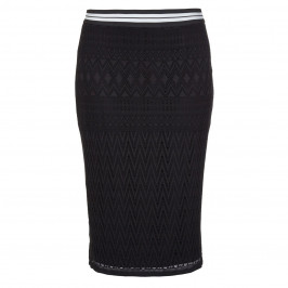 ELENA MIRO STRETCHY LACE SKIRT WITH STRIPED WAIST  - Plus Size Collection