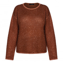 Elena Miro Crochet Sweater Chestnut  - Plus Size Collection